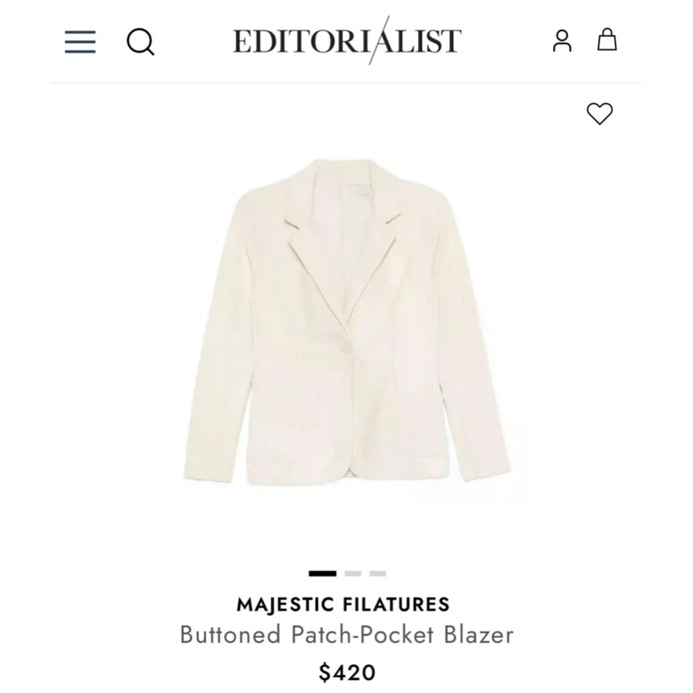NWT Majestic Filatures Cream Corduroy 1 Buttoned Blazer XS